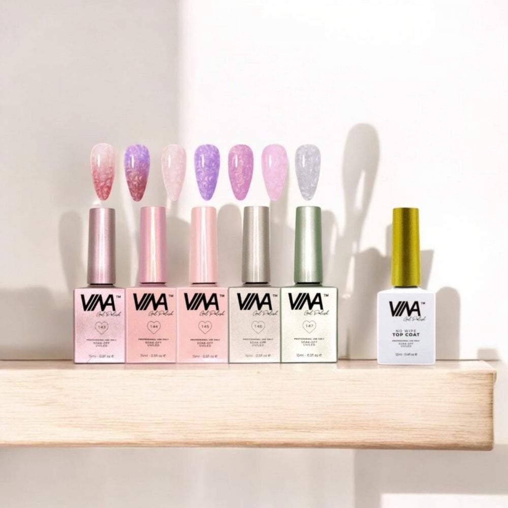 Gel Swirly Pearl Effect Bundle - FREE 1 Non-Wipe Top Coat 12ml