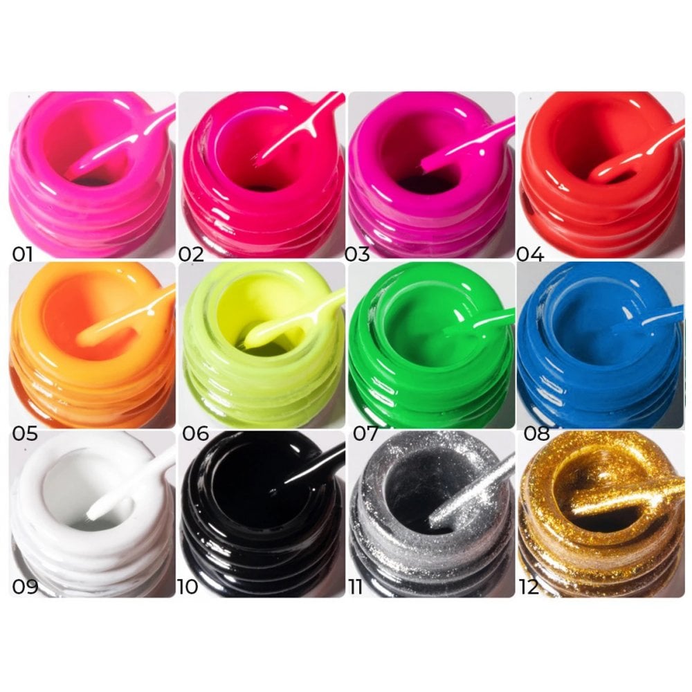 Nail Art Gel Liner 12 Colors Collection - A Limited Edition